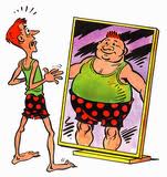 skinny man in mirror