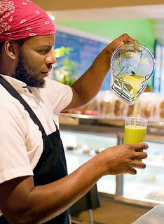 Pouring Juice at Bar